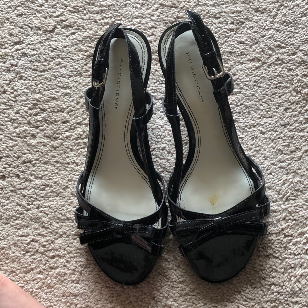 Black Platten Leather Predictions Wedges